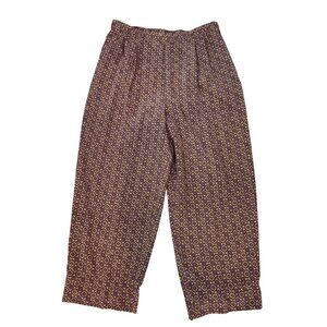 Vintage Talbot’s Pants Pure Silk Women's 18 Purple Tan High Rise Straight Boho